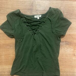 Green Lace-Up Tee